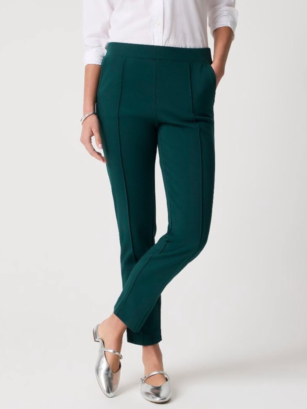 NWT J. Crew Pintuck Sweatpants Classic Pull-On Straight Leg Pants Evergreen